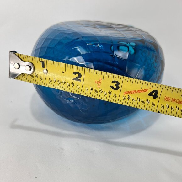 Pairpoint Glassworks Diamond Quilted Optic Blue Blown Glass Vase Mt Washington - Picture 16 of 16